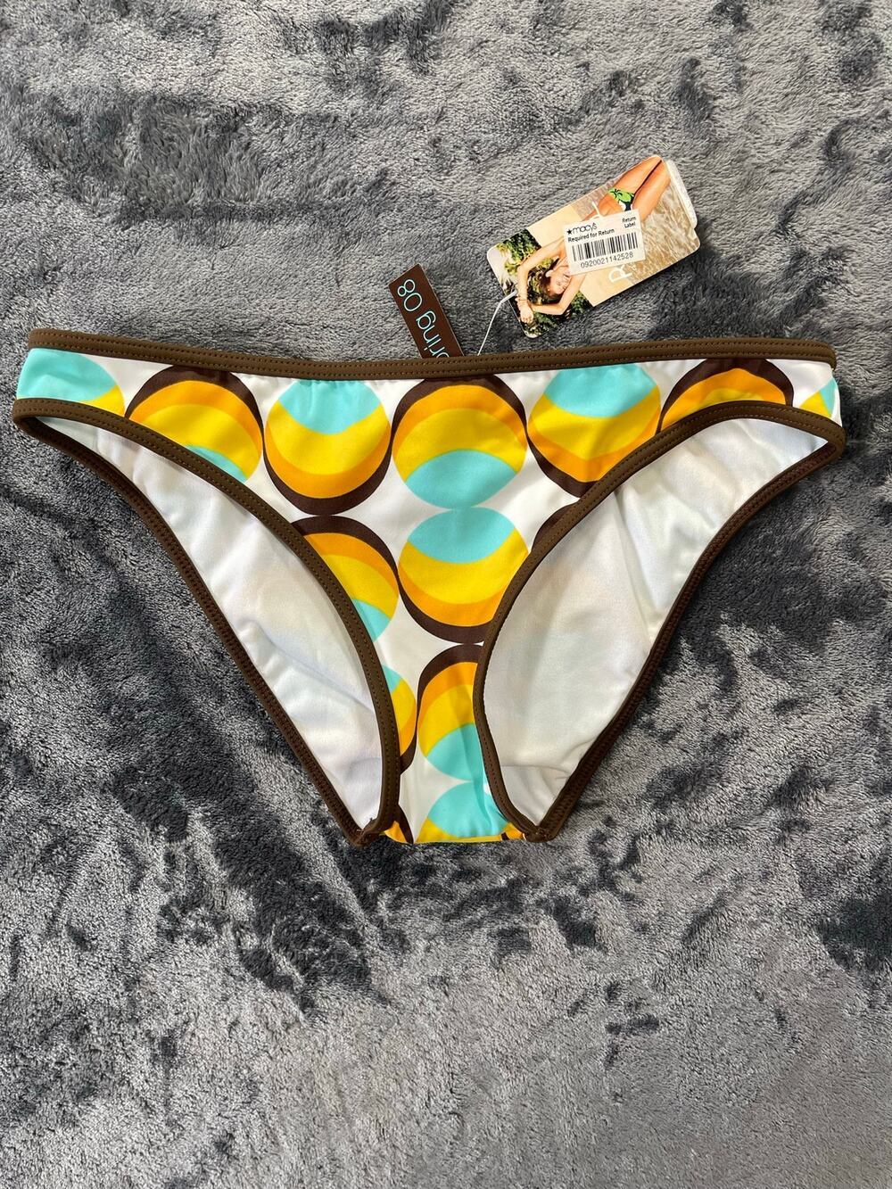 NWT Vintage Quiksilver Spring 08 70s Circle Bikini Bottom S